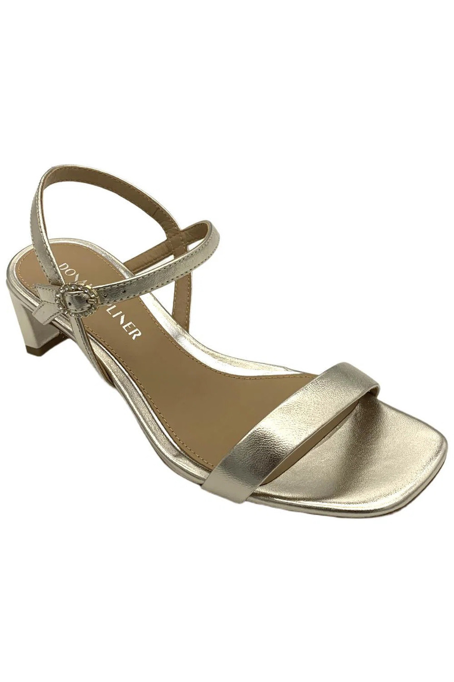 Donald Pliner Women's Brazi Strappy Heeled Slingback Sandals Platinum - Medium